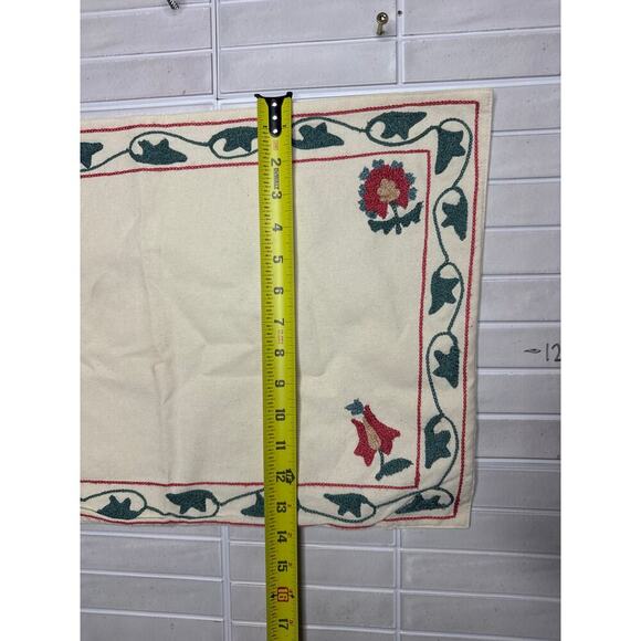 Williams-Sonoma Floral Embroidered Cotton Table Runner - 20 in x 14 in - Picture 3 of 7